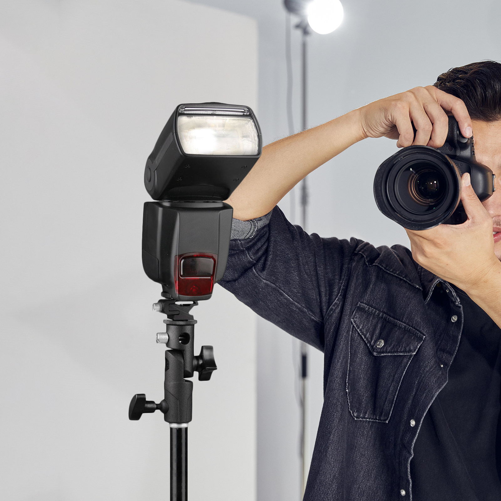 Photography Lighting Umbrella - Soporte de metal para flash, con