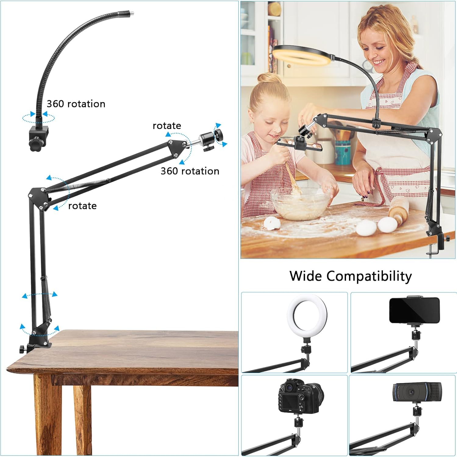Anillo de luz con soporte y so - Photography Lighting Overhead reseña y precio