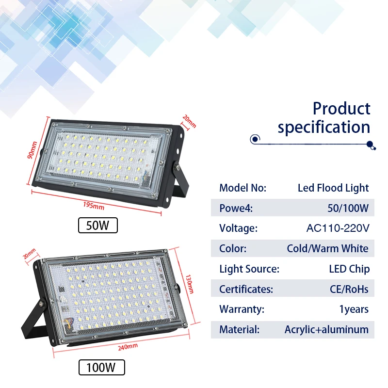 Luz de inundación LED 50W 100W - Photography Lighting Uk reseña y precio