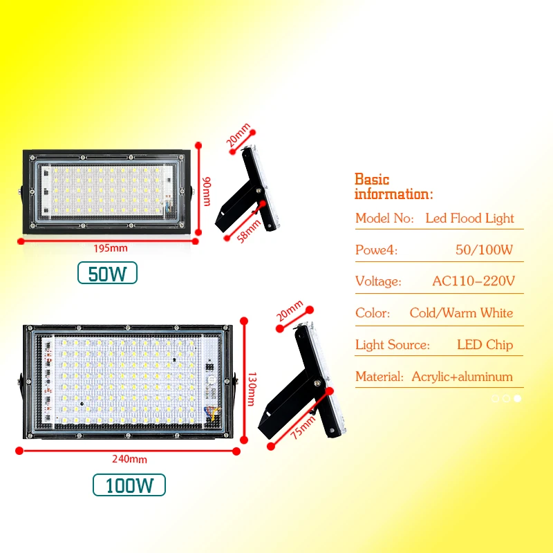 50W 100W llevó la luz de inund - Photography Lighting Uk reseña y precio
